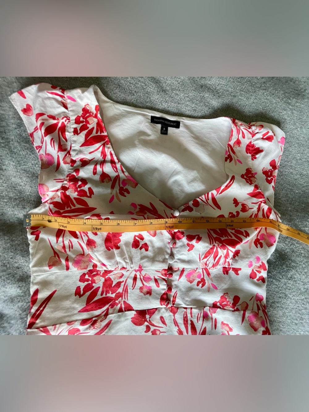 Banana Republic Linen Blend Floral Spring Pink Coral Dress Size 8 - Picture 13 of 17